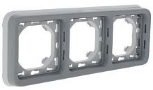 Рамка горизонтальная Legrand Plexo 3-м. с суппортом IP55 серый картинка